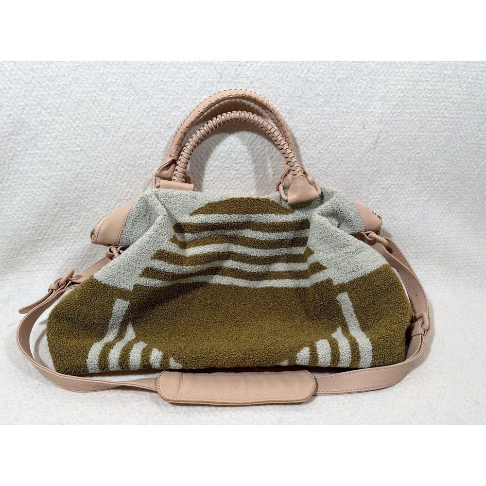 Anthropologie Cleobella Weekender Two-Tone Taupe & Olive Striped Tote Bag